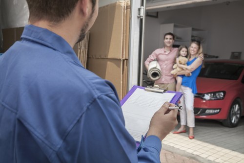 Removal van parked for a move in Hampton residential street