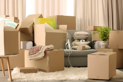 Loaded removal van ready for local house move in Hampton